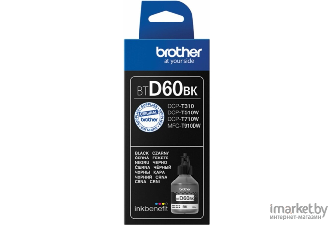 Картридж для принтера Brother Бутылка с оригинальными чернилами BTD60BK DCP-T710W, DCP-T510W, DCP-T310. Емкость до 6500 страниц. OK