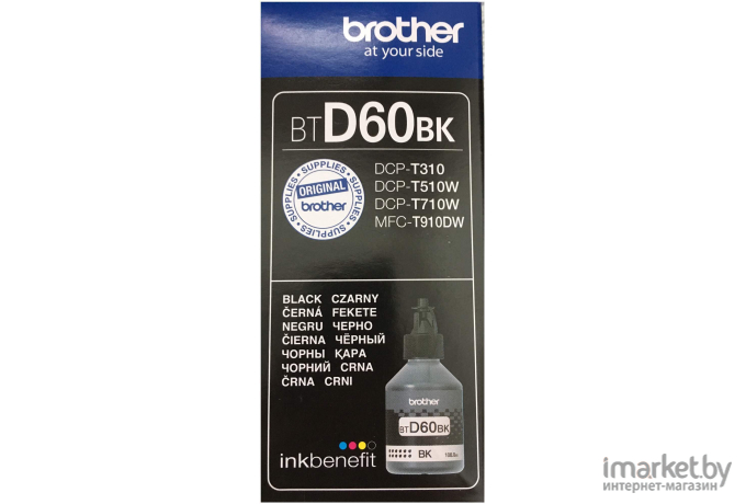 Картридж для принтера Brother Бутылка с оригинальными чернилами BTD60BK DCP-T710W, DCP-T510W, DCP-T310. Емкость до 6500 страниц. OK