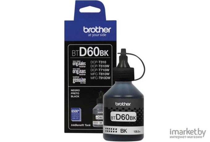 Картридж для принтера Brother Бутылка с оригинальными чернилами BTD60BK DCP-T710W, DCP-T510W, DCP-T310. Емкость до 6500 страниц. OK