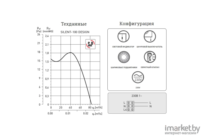 Вентилятор вытяжной Soler&Palau SILENT-100 CMZ DESIGN, 5210602100