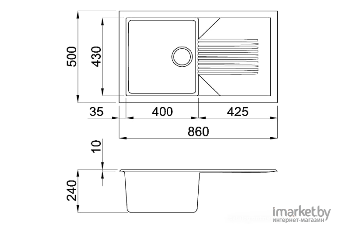 Кухонная мойка Elleci Tekno 400 G52 Bianco [LGT40052]