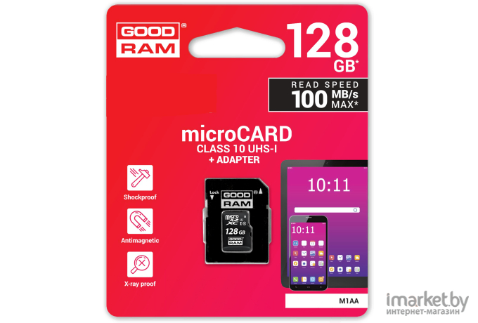 Карта памяти GOODRAM 128GB microSD Class 10 UHS I + adapter [M1AA-1280R12]