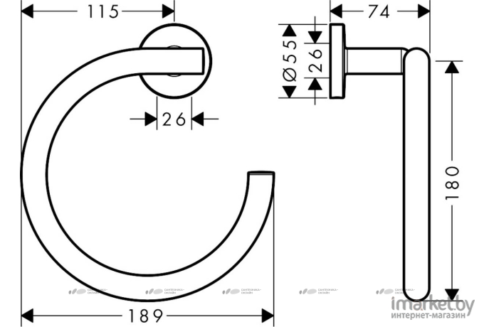 Держатель полотенца Hansgrohe Logis Universal 41724000