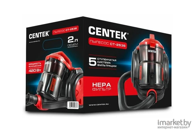 Пылесос CENTEK CT-2536 красный/черный