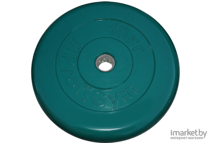 Диск для штанги ProfiGym 31 мм 10 кг обрезиненный зеленый
