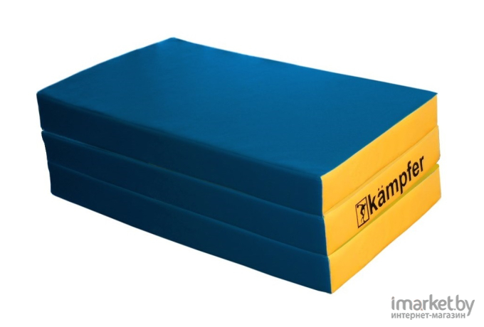 Гимнастический мат Kampfer №6 150x100x10 см синий/желтый