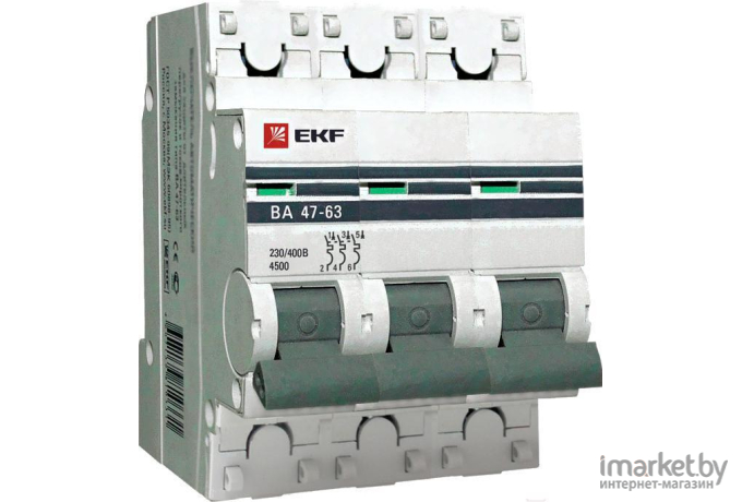 Выключатель автоматический EKF ВА 47-63 3P 50А (C) 4.5kA PROxima