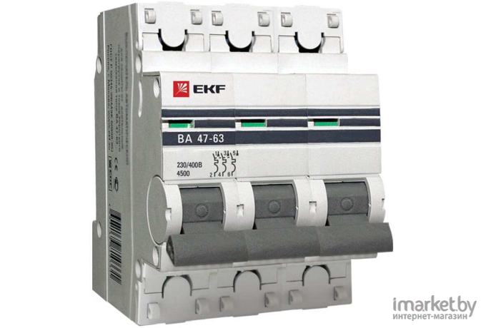 Выключатель автоматический EKF ВА 47-63 3P 10А (C) 4.5kA PROxima
