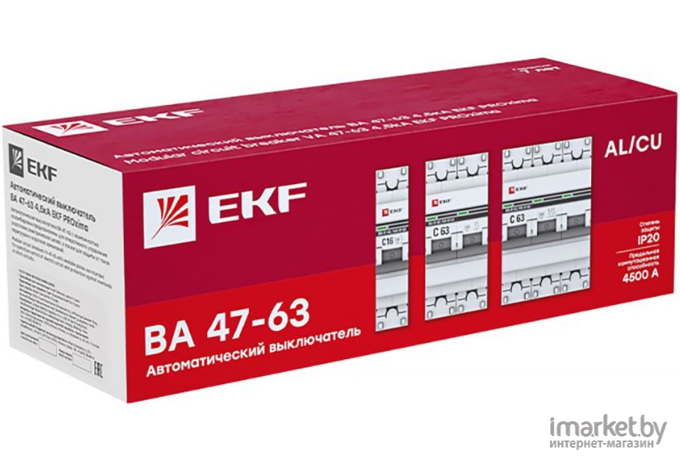 Выключатель автоматический EKF ВА 47-63 3P 10А (C) 4.5kA PROxima