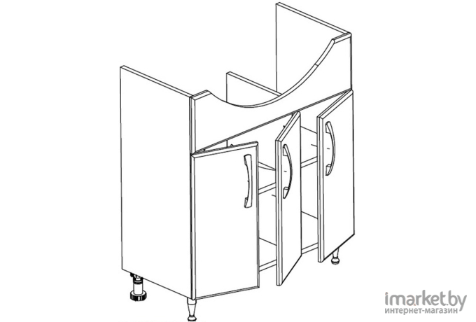 Тумба под умывальник СанитаМебель Камелия-67 Д2 белый