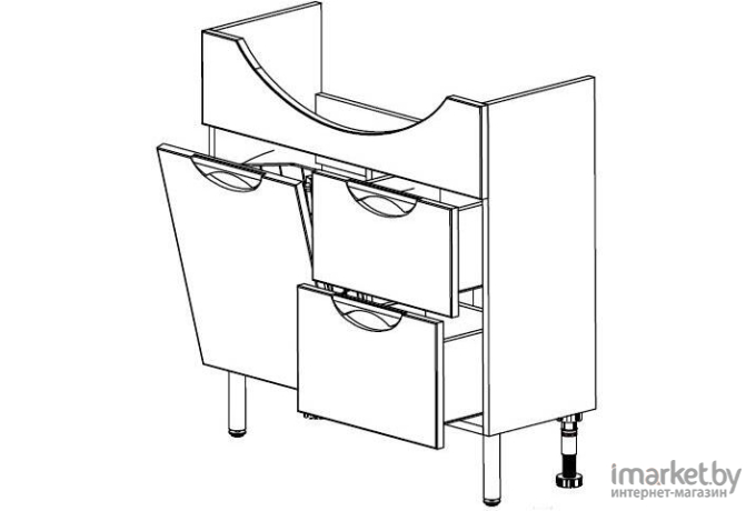 Тумба под умывальник СанитаМебель Камелия-67.51к Д3 белый