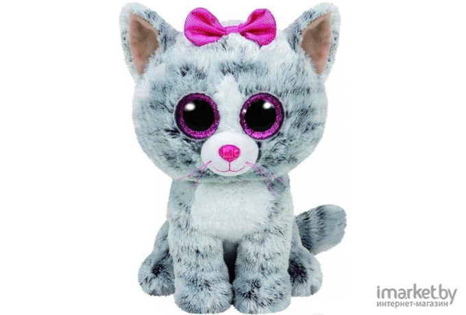 Мягкая игрушка TY Beanie Boos Кошка Kiki серый