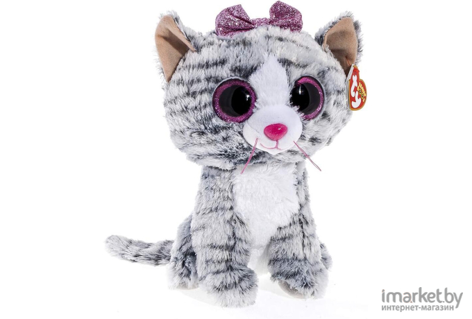 Мягкая игрушка TY Beanie Boos Кошка Kiki серый