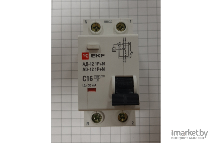 Выключатель автоматический EKF АД-12 1P+N 16А 30мА тип АС [4711190]
