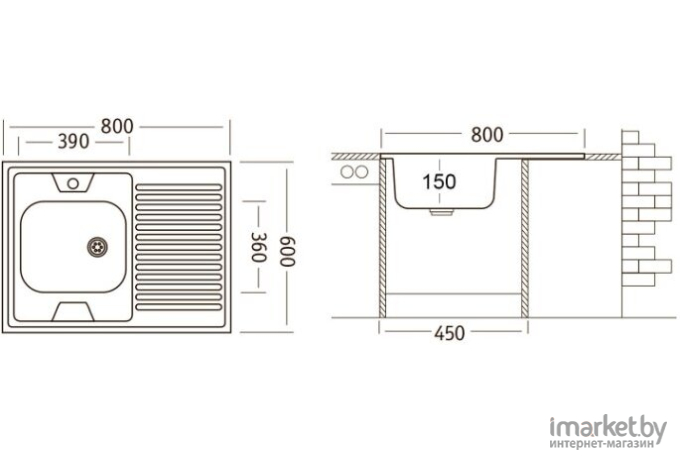 Кухонная мойка Ukinox Стандарт STD800.600 - 6С  ОL накладная [2000008005]