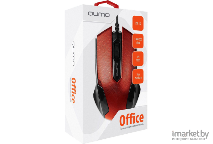 Мышь QUMO Office M14 проводная оптическая красная [24132]