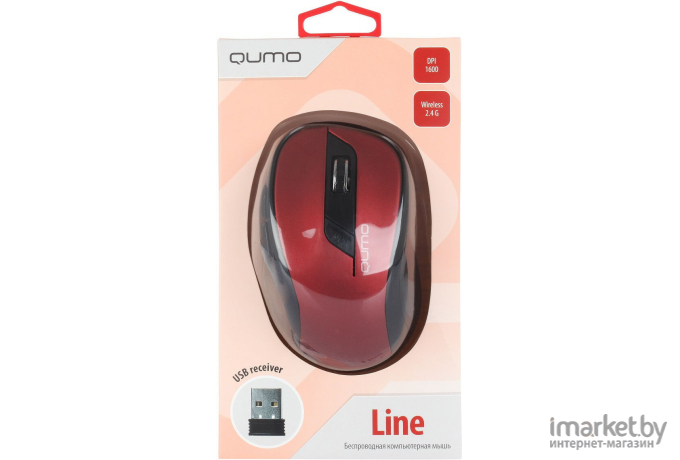 Мышь QUMO Office  Line Red M62 6 кнопок беспроводная [24359]