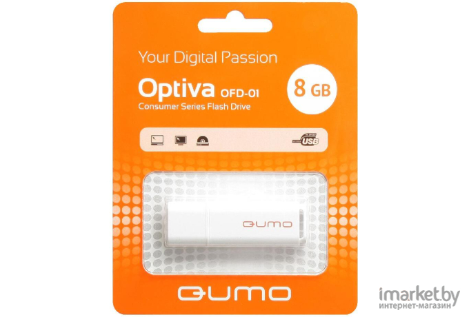 Usb flash QUMO 8GB 2.0 Optiva 01 QM8GUD-OP1-white White (21123)