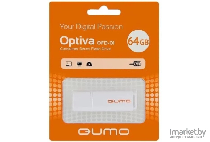 Usb flash QUMO 64GB 2.0 Optiva 01 QM64GUD-OP1-white White [18502]