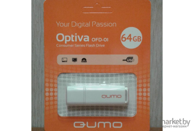 Usb flash QUMO 64GB 2.0 Optiva 01 QM64GUD-OP1-white White [18502]