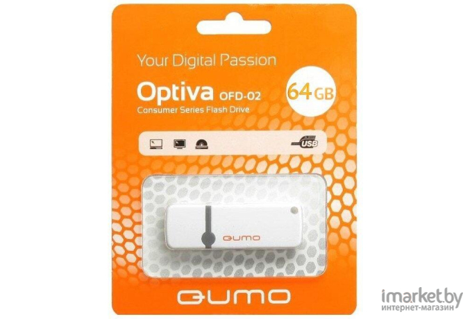 Usb flash QUMO 64GB 2.0 Optiva 02 QM64GUD-OP2-white [18507]