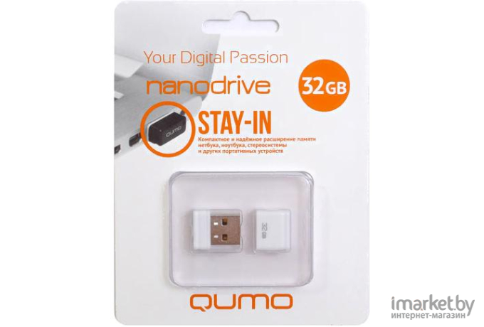 Usb flash QUMO 32GB 2.0 Nano QM32GUD-NANO-W White [18330]