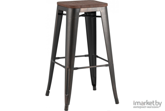 Стул Stool Group Tolix Wood черный/патина золото/темное дерево [YD-H765-W MS-01-1]