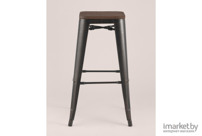 Стул Stool Group Tolix Wood черный/патина золото/темное дерево [YD-H765-W MS-01-1]