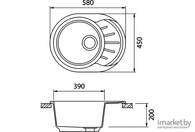 Кухонная мойка GranFest Rondo GF-R580L песочный