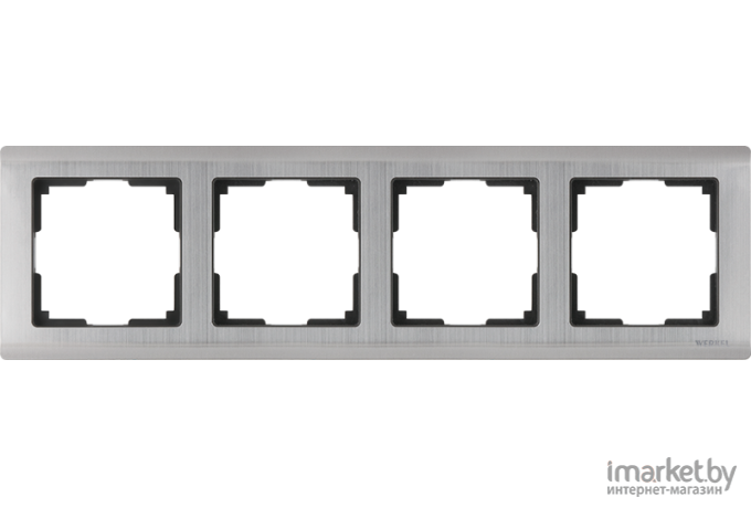 Рамка для выключателя и розетки Werkel Metallic 4 поста WL02-Frame-04 глянцевый никель [a028862]