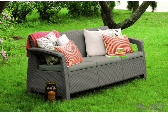 Садовый диван Keter Corfu Love Seat Max песочный [17197959]