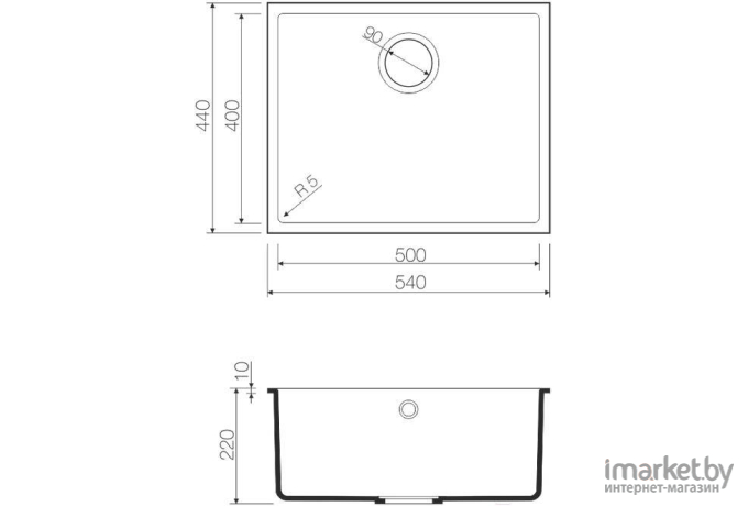 Кухонная мойка Omoikiri Bosen 54-U-PL tetogranit/платина [4993233]