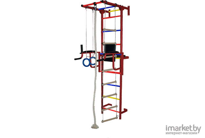Детский спортивный комплекс Крепыш пристенный с брусьями бордовый [1141]