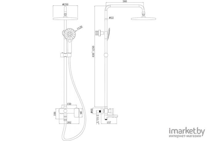 Душевая панель Bravat Riffle F6336370CP-A-RUS