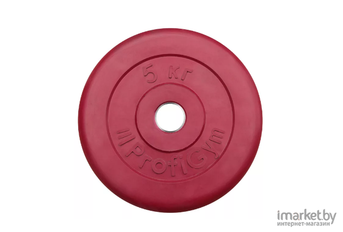 Диск для штанги ProfiGym обрезиненный d 31 мм  5,0 кг красный