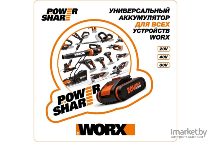 Воздуходувка Worx WG584E.9 без АКБ и ЗУ