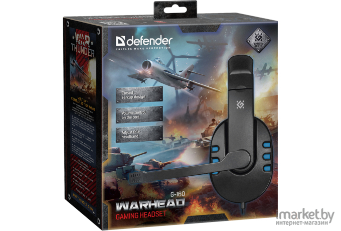 Наушники Defender Gaming Warhead G-160 Black/Blue [64118]