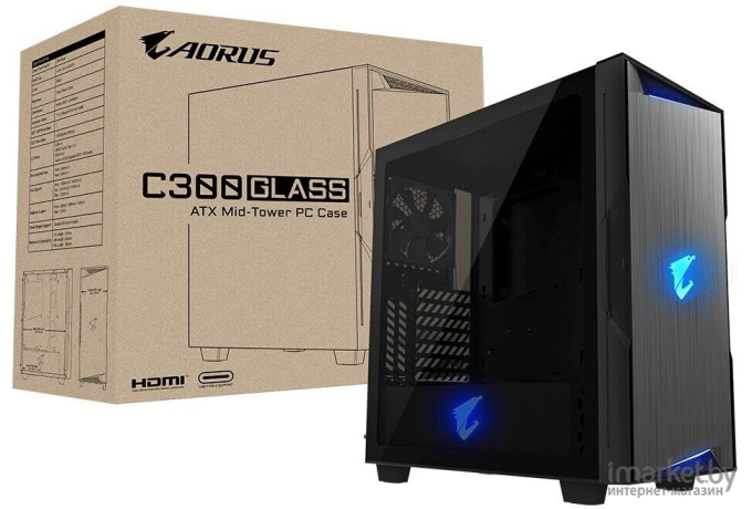 Корпус для компьютера Gigabyte Aorus C300 Glass Black [GB-AC300G]