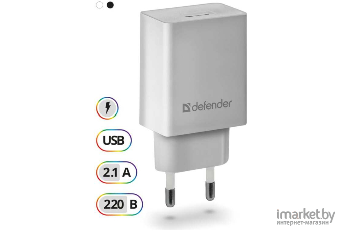 Сетевой адаптер Defender UPA-21 5V/2.1A 1XUSB White [83571]