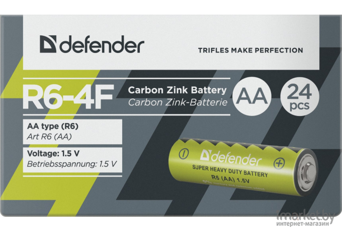 Батарейка Defender Carbon Zink AA 1.5V R6-4F 4PCS [56111]