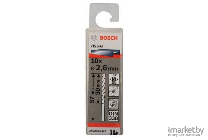 Набор сверл Bosch HSS-G D2,6 30 57 мм 10 шт [2.608.585.478]