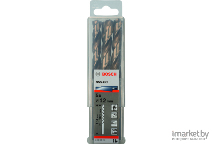 Набор сверл Bosch HSS-CO D12 мм 5 шт [2.608.585.903]