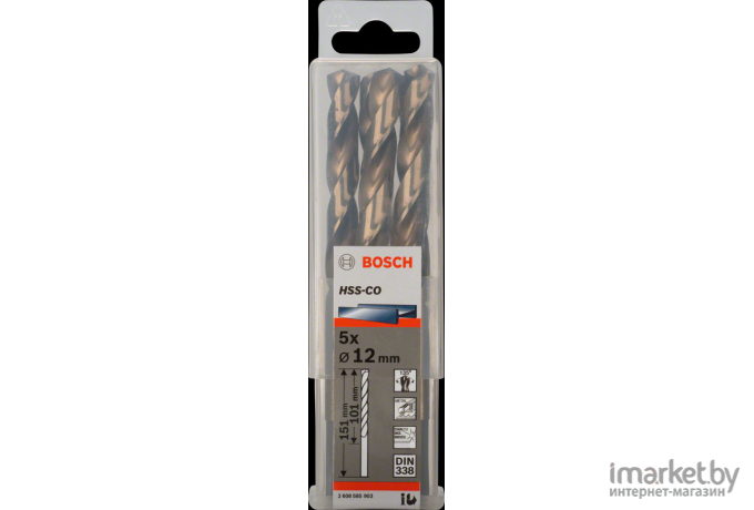 Набор сверл Bosch HSS-CO D12 мм 5 шт [2.608.585.903]