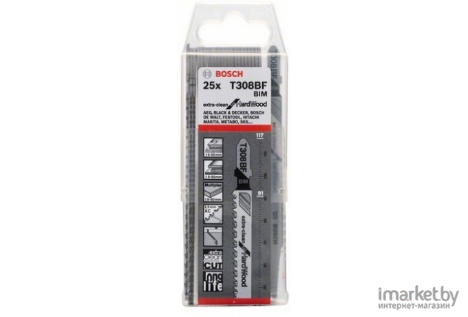 Пилка для лобзика Bosch Т308 ВF Extra-Clean for Hard Wood 117 2.2 XC 25 шт [2.608.636.570]