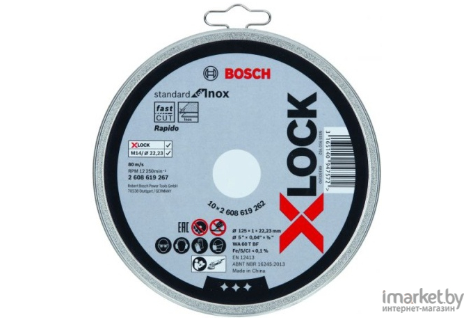 Отрезной круг Bosch Standart for Inox D125 22,23 1 мм X-LOCK [2.608.619.262]