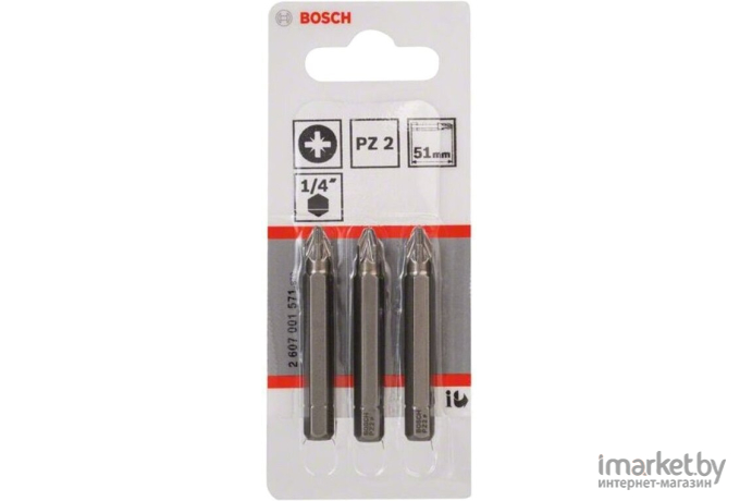 Насадка крестообразная Bosch Pozidriv Extra-Hart PZ2 51 мм 3 шт [2.607.001.571]