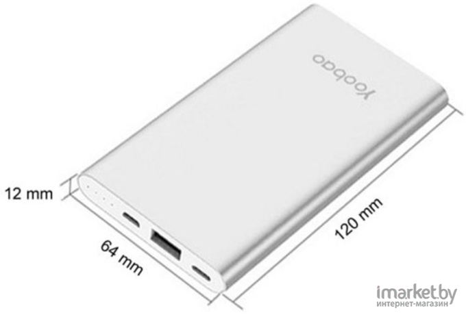 Портативное зарядное устройство Yoobao Power Bank PL8 серебристый