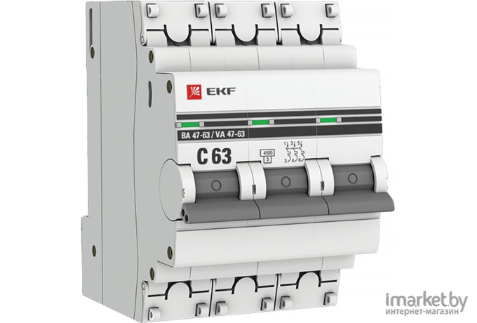 Выключатель EKF ВА 47-29 3P 63А С 4.5кА