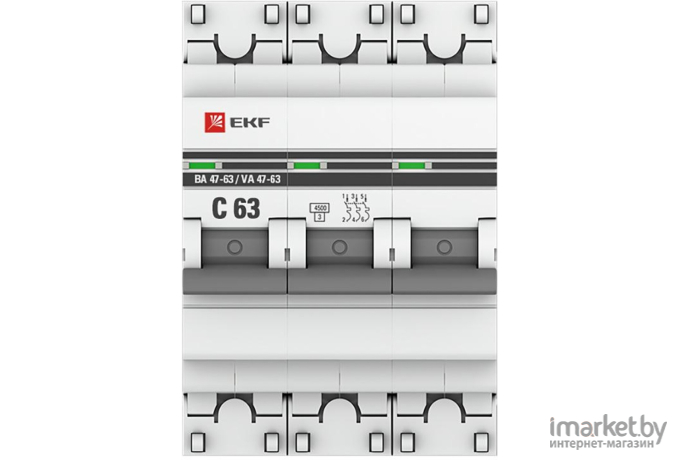 Выключатель EKF ВА 47-29 3P 63А С 4.5кА