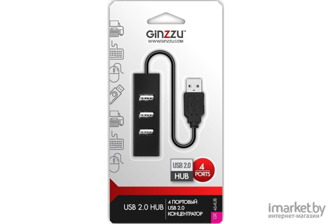 USB-хаб Ginzzu GR-474UB